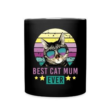 Best cat mum ever chat Mama lunettes de soleil Dame - Mug uni - noir - Devant