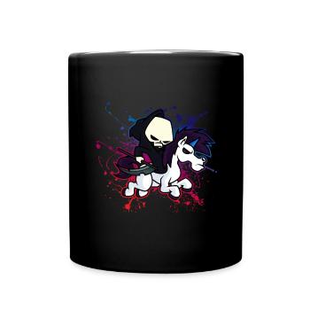 Death Metal Sensenmann Einhorn - Tasse einfarbig - Schwarz - Vorne