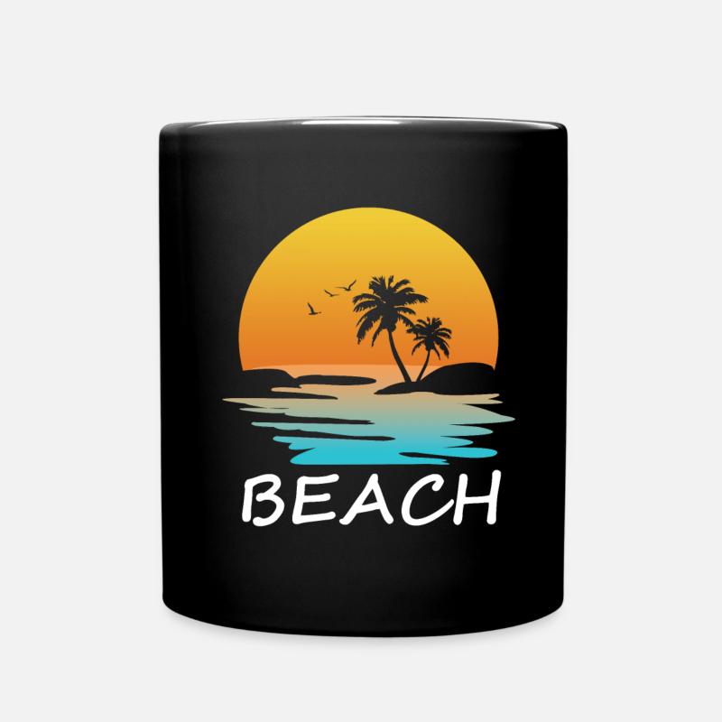Plage avec palmiers - Mug uni - noir