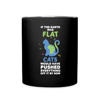 Flat earth cat owner funny - Full Colour Mug - black - Front