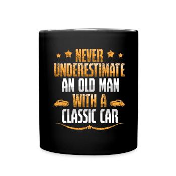Vieil homme avec une voiture classique - Mug uni - noir - Devant