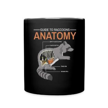 Anleitung Anatomie Waschbär - Tasse einfarbig - Schwarz - Vorne