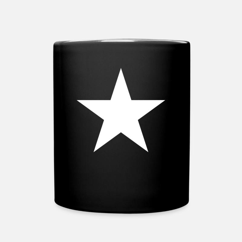 weißer Stern, white star - Tasse einfarbig - Schwarz