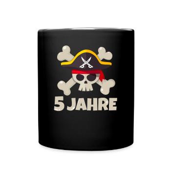 5. Geburtstag Pirat 5 Jahre Jungen Geschenk - Tasse einfarbig - Schwarz - Vorne