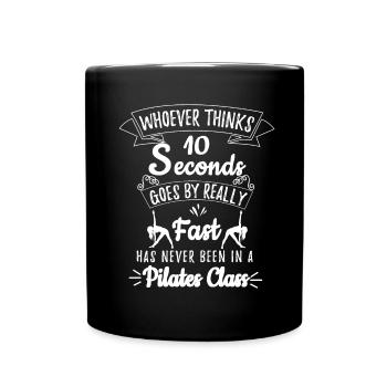 Pilates Stunde Lustig - Tasse einfarbig - Schwarz - Vorne
