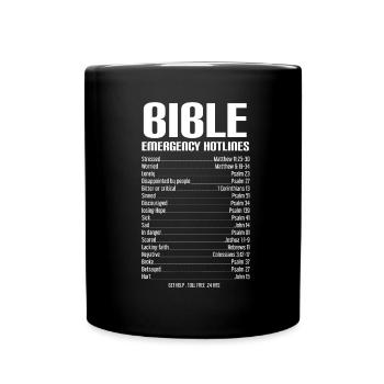 Bible emergency hotline - Full Colour Mug - black - Front