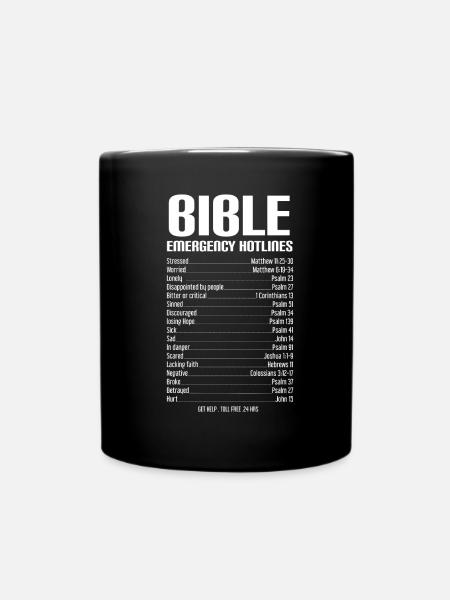 Bible emergency hotline - Full Colour Mug - black