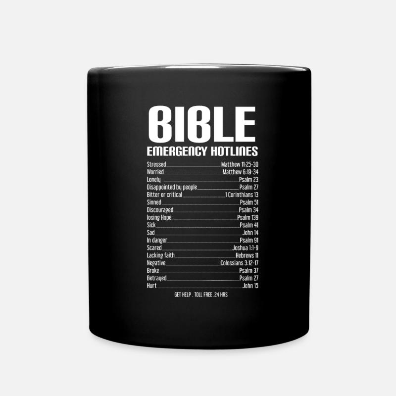 Bibel Notfall Hotline - Tasse einfarbig - Schwarz
