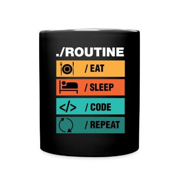 Eat Sleep Code Repeat Programmierer - Tasse einfarbig - Schwarz - Vorne