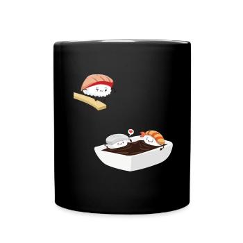 Sushi Bad Lustig - Tasse einfarbig - Schwarz - Vorne