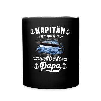 Kapitän Papa Boot Motorboot - Tasse einfarbig - Schwarz - Vorne