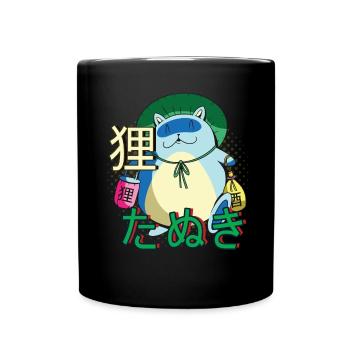 Anime cat Tanuki Yokai - Full Colour Mug - black - Front