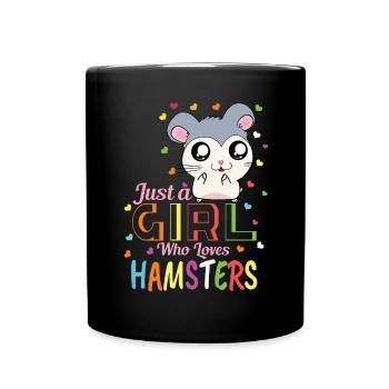 Hamster Mädchen Damen Lustiges Hamster Haustier - Tasse einfarbig - Schwarz - Vorne