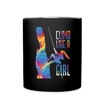 Climbing Like A Girl Climbing Bouldering - Full Colour Mug - black - Front