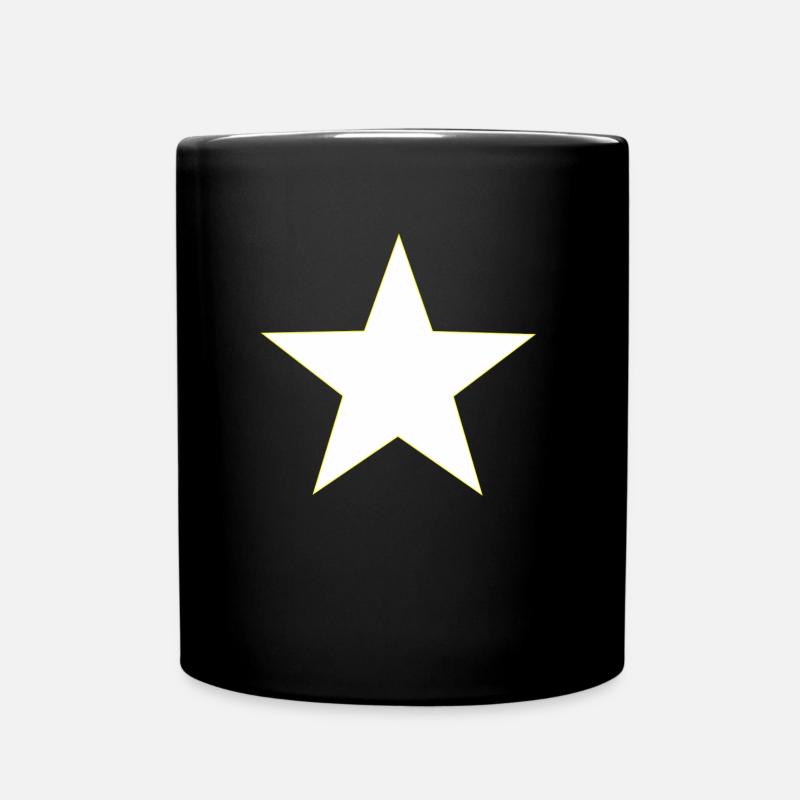 Star white yellow, white yellow star - Full Colour Mug - black