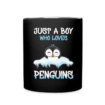 Just A Boy Who Loves Penguins Penguin Art Cartoon - Tasse einfarbig - Schwarz - Vorne