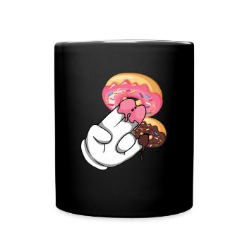Dirty Humor Two In Pink Donut Hole - Tasse einfarbig - Schwarz - Vorne