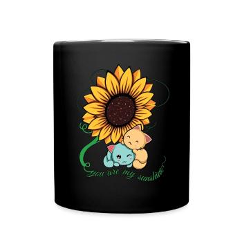 Sunflower Cat Kitten You My Sunshine - Tasse einfarbig - Schwarz - Vorne