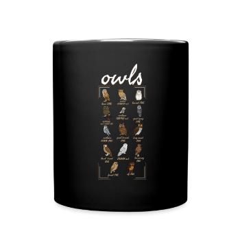 Owls Birder Birdwatcher Birdwatching - Full Colour Mug - black - Front