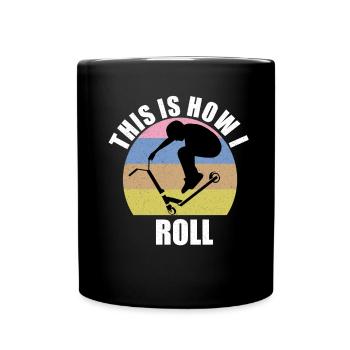 Retro Scooterist Kick Scooter Stunt Scooter Trick - Full Colour Mug - black - Front