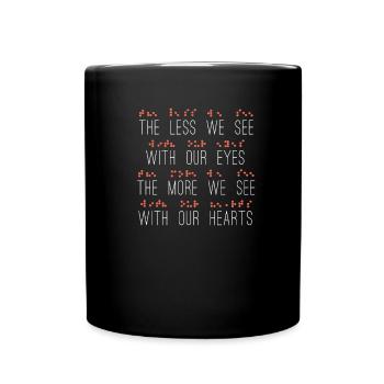 Moins d’yeux Plus de points malcis en braille - Mug uni - noir - Devant