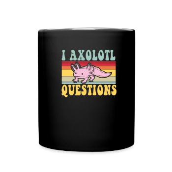 Retro Axolotl Questions Fish Cartoon Cute Axolotl - Full Colour Mug - black - Front