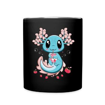Strawberry Milk Axolotl Fish Cartoon Cute Axolotl - Tasse einfarbig - Schwarz - Vorne