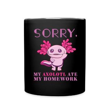 Sorry My Axolotl Ate My Homework Kawaii Axolotl - Full Colour Mug - black - Front
