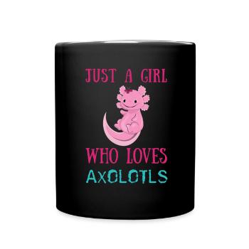 Girl Loves Axolotls Cute Fish Kawaii Axolotl - Full Colour Mug - black - Front