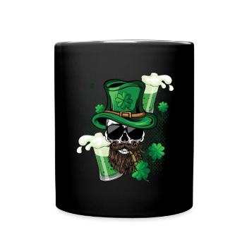 Smoke Smoking Skeleton Skull Saint Patrick's Day - Tasse einfarbig - Schwarz - Vorne