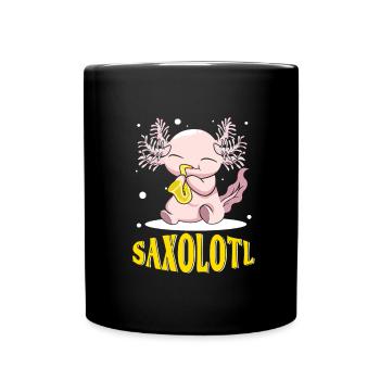 Saxophone Music Axolotl Fish Kawaii Axolotl - Full Colour Mug - black - Front