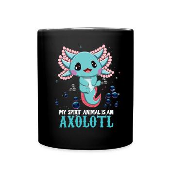 Animal Axolotl Spirit Cartoon Cute Kawaii Axolotl - Full Colour Mug - black - Front