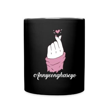 Annyeonghaseo Coréen K Pop Love Heart Finger - Mug uni - noir - Devant