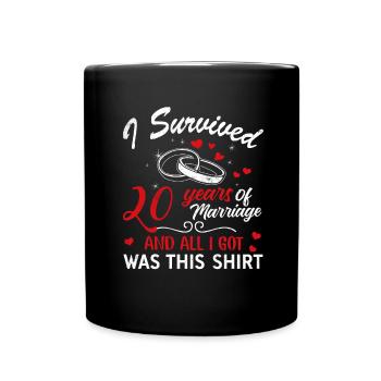 Survived 20 Years Marriage Hearts Valentines Day - Tasse einfarbig - Schwarz - Vorne