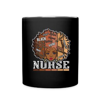 Black Nurse RN Black Pride Black History Month - Full Colour Mug - black - Front
