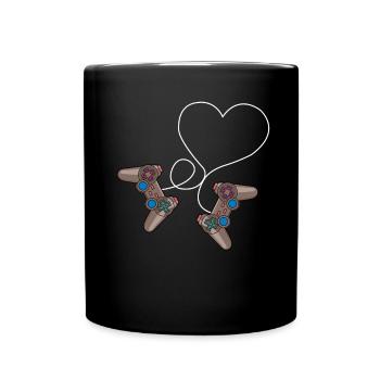 Game Gaming Gamer Hearts Day Valentines Day - Tasse einfarbig - Schwarz - Vorne