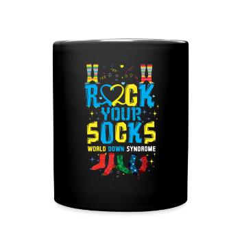 Rock Your Socks World Down Syndrome Awareness Day - Full Colour Mug - black - Front