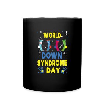 Socks Blue Yellow Down Syndrome Awareness Day - Full Colour Mug - black - Front