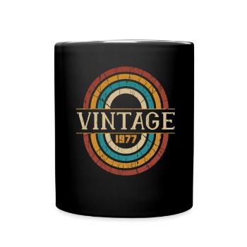 Vieux Rétro Vintage Fait 1977 Pièces Naissance Naissance Né - Mug uni - noir - Devant