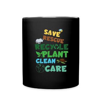 Save Rescue Clean Planet Save Earth Day - Tasse einfarbig - Schwarz - Vorne