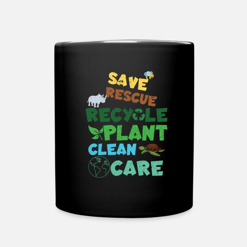 Save Rescue Clean Planet Save Earth Day - Tasse einfarbig - Schwarz