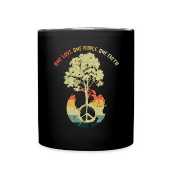 Retro Vintage People Planet Save World Earth Day - Tasse einfarbig - Schwarz - Vorne