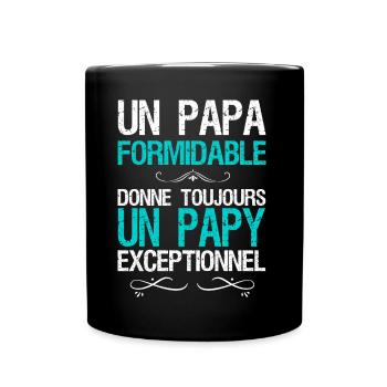 Papa Papy Citation Annonce Naissance Bébé - Mug uni - noir - Devant