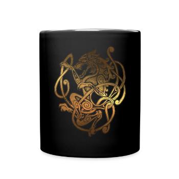 FENRIR - Wolf Odin - Vintage Gold - Nordic Antique - Full Colour Mug - black - Front