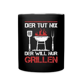 Griller BBQ Grill Grillmeister Grillen Grillparty - Tasse einfarbig - Schwarz - Vorne