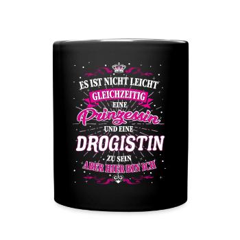 Drogistin und Prinzessin T-Shirt - Tasse einfarbig - Schwarz - Vorne