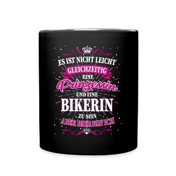 Bikerin und Prinzessin T-Shirt - Tasse einfarbig - Schwarz - Vorne