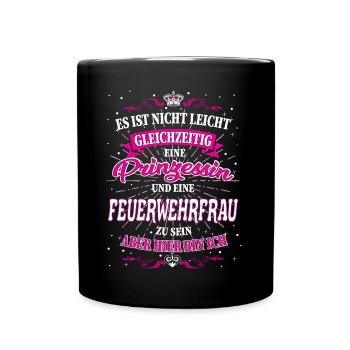 Feuerwehrfrau und Prinzessin T-Shirt - Tasse einfarbig - Schwarz - Vorne