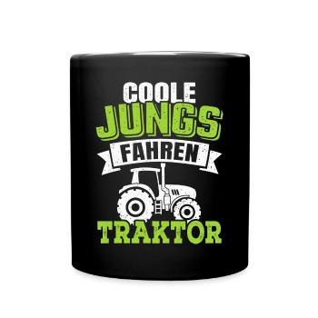 Coole Jungs fahren Traktor Landwirt Bauernhof - Tasse einfarbig - Schwarz - Vorne