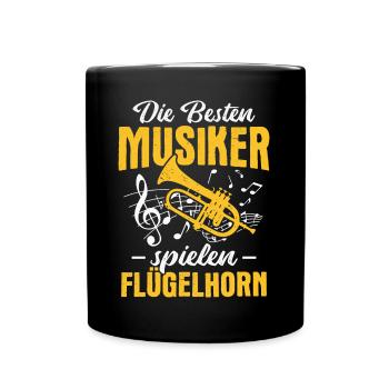 Orchester Horn Musiker Flügelhorn Blasmusik - Tasse einfarbig - Schwarz - Vorne